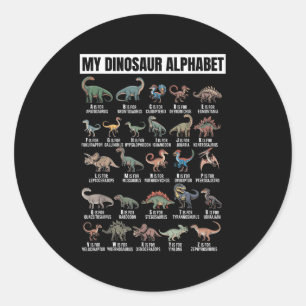 Lustiges Dinosaurier-Alphabet Abc Für Jungen Dino- Runder Aufkleber