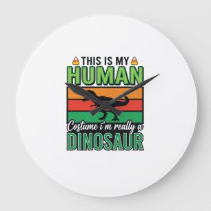 Lustiges Dinosaurier-Mensch-Kostüm Halloween Große Wanduhr