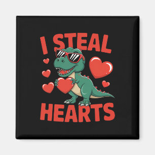 Lustiges Dinosaurier Valentinsdesign mit Herzen  Magnet