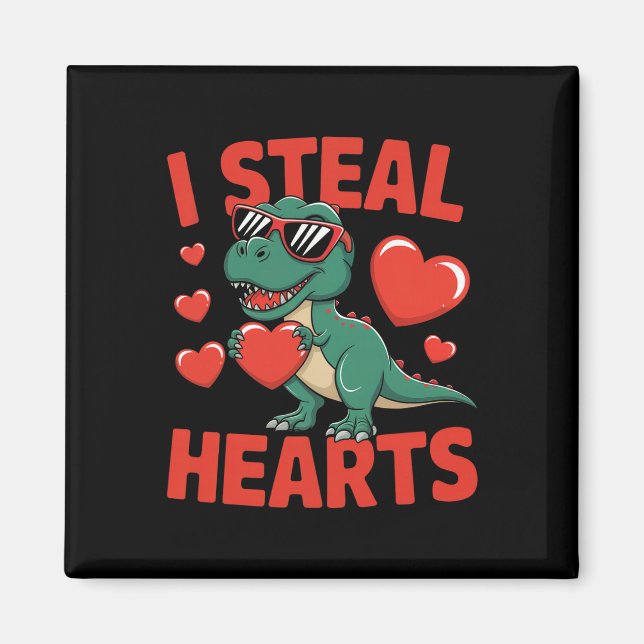 Lustiges Dinosaurier Valentinsdesign mit Herzen  Magnet (Vorne)