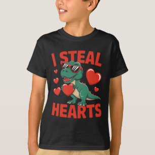 Lustiges Dinosaurier Valentinsdesign mit Herzen  T-Shirt