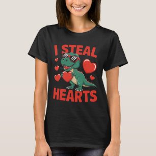Lustiges Dinosaurier Valentinsdesign mit Herzen  T-Shirt