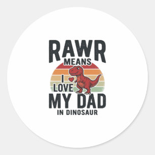 Lustiges Dinosaurier-Vater RAWR Vintage-Shirt-Desi Runder Aufkleber