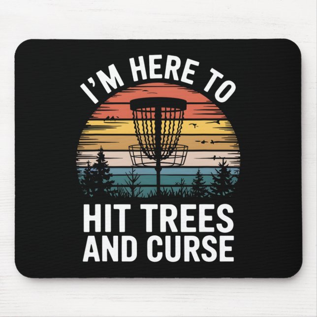 Lustiges Disc Golf trifft Bäume und flucht Retro D Mousepad (Vorne)