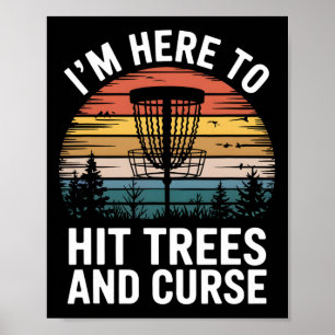 Lustiges Discgolf trifft Bäume und flucht Retro Di Poster