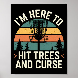 Lustiges Discgolf trifft Bäume und flucht Retro Di Poster