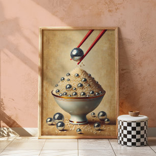 Lustiges Disco-Reis-Poster Surrealistische Küche Poster