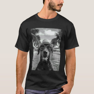 Lustiges Dobermann-Pinscher-Selfie Hund Sommerferi T-Shirt