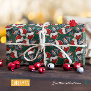 Lustiges Dobermann-Weihnachtsmuster Geschenkpapier