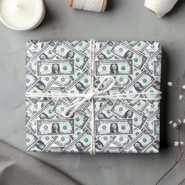 Lustiges Dollarmuster Humor Geschenkpapier  (Modern funny gift for money lovers with dollar style)