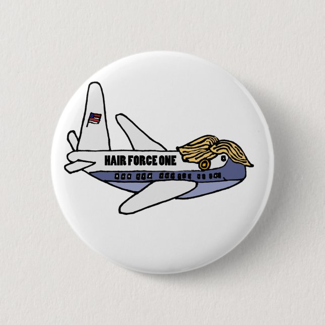 Lustiges Donald Trumppräsidentenflugzeug Button (Vorderseite)