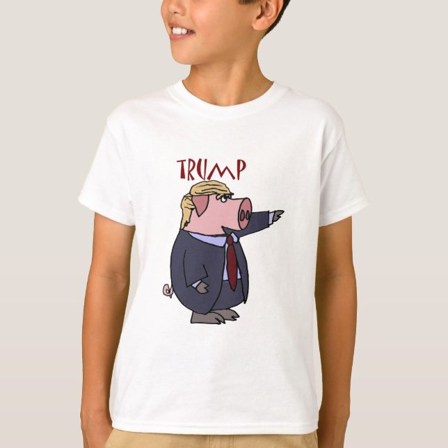 Lustiges Donald- Trumpschwein-politischer Cartoon T-Shirt (Vorderseite)