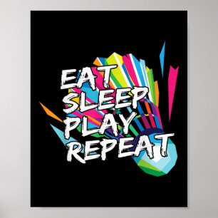 Lustiges Eat Sleep Play Repeat Spieler Geschenk Li Poster