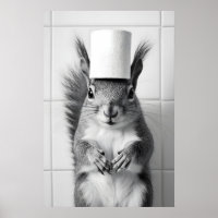 Lustiges Eichhörnchen-Badezimmer-Print Retro-Toile