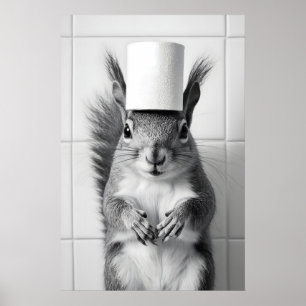 Lustiges Eichhörnchen-Badezimmer-Print Retro-Toile Poster