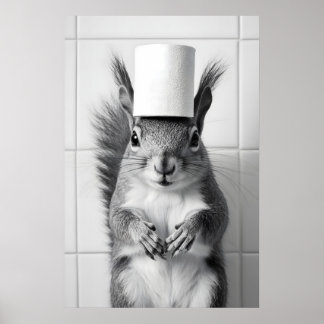 Lustiges Eichhörnchen-Badezimmer-Print Retro-Toile Poster