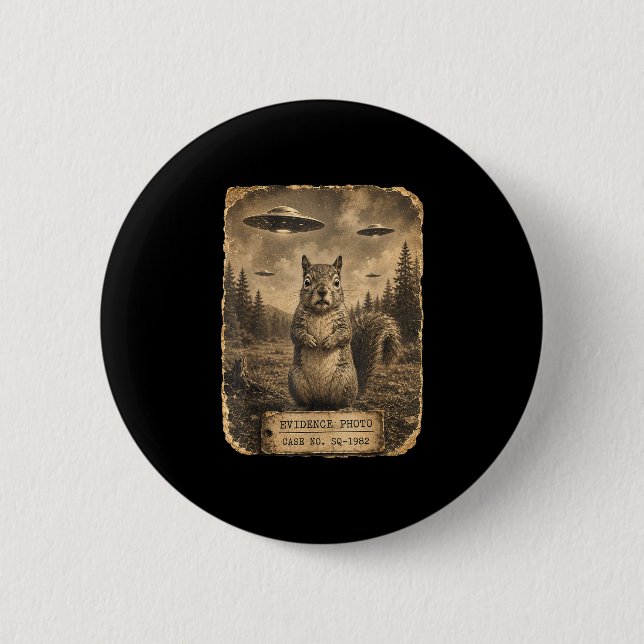 Lustiges Eichhörnchen-Ufo-Beweisfoto-Alien-Humor  Button (Vorderseite)
