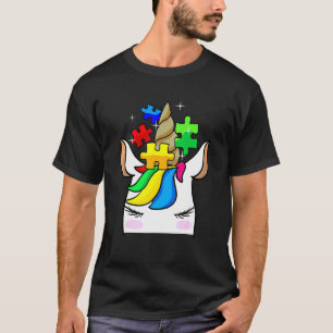Lustiges Einhorn Autismus-Bewusstsein Puzzle-Teile T-Shirt