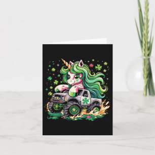 Lustiges Einhorn fährt Monstertruck Irischer St. P Karte