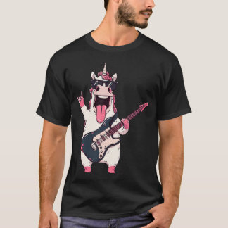 Lustiges Einhorn Gitarre Rock Musik Tier Verspielt T-Shirt