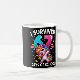 Lustiges Einhorn Ich habe 67 Tage Schule überlebt Kaffeetasse