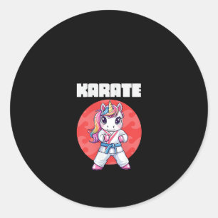 Lustiges Einhorn Karate Mädchen Frauen Karate Mart Runder Aufkleber