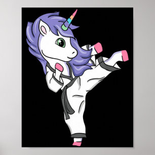 Lustiges Einhorn Karate Mädchen I Taekwondo Martia Poster