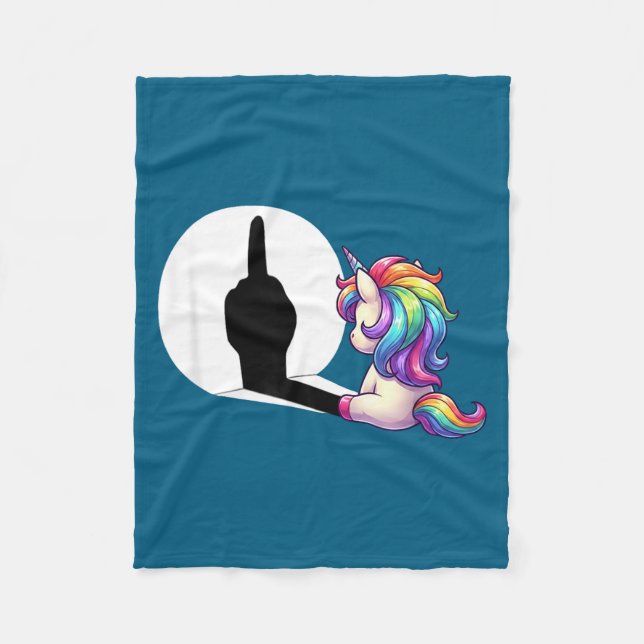 Lustiges Einhorn mit Mittelfinger Morgenmuffel  Fleecedecke (Vorderseite)