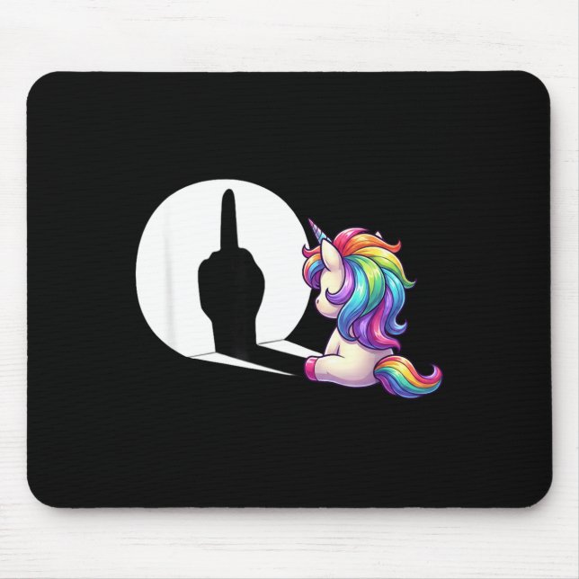 Lustiges Einhorn mit Mittelfinger Morgenmuffel  Mousepad (Vorne)