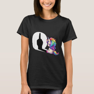 Lustiges Einhorn mit Mittelfinger Morgenmuffel T-Shirt