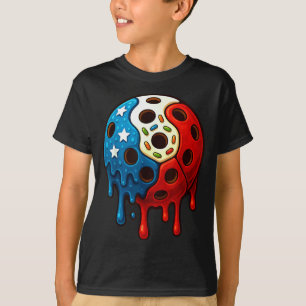 Lustiges Eis tropfender Pickle Ball 4. Juli T-Shirt