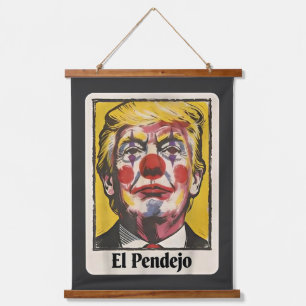 Lustiges El Pendejo Satirisches Trump Clown Portra Wandteppich Mit Holzrahmen