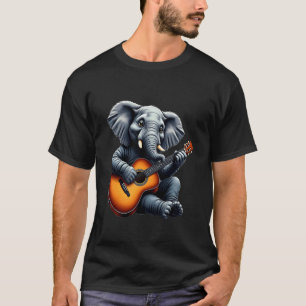 Lustiges Elefant-Gitarre-Spiel-Design für Musiklie T-Shirt