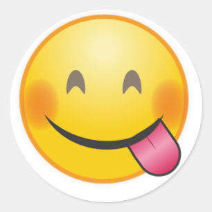 Lustiges Emoji stellen savoring köstliches Runder Aufkleber