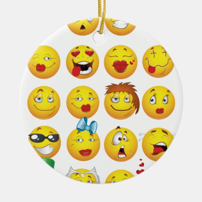 Lustiges Emoji stellt cooles fantastisches Lächeln Keramikornament (Vorne)