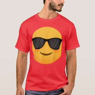 Lustiges Emoticon Cooles lächelndes Gesicht mit So T-Shirt