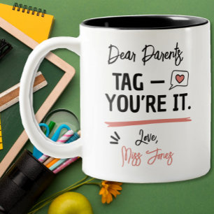 Lustiges Ende-des-Semesters-Geschenk 'Liebe Eltern Zweifarbige Tasse