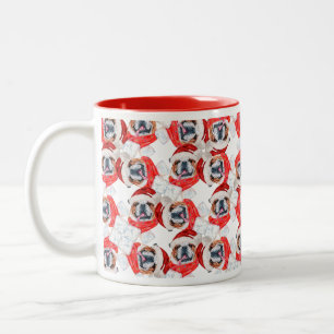 Lustiges Englisch Bulldogge Weihnachtsmuster Zweifarbige Tasse
