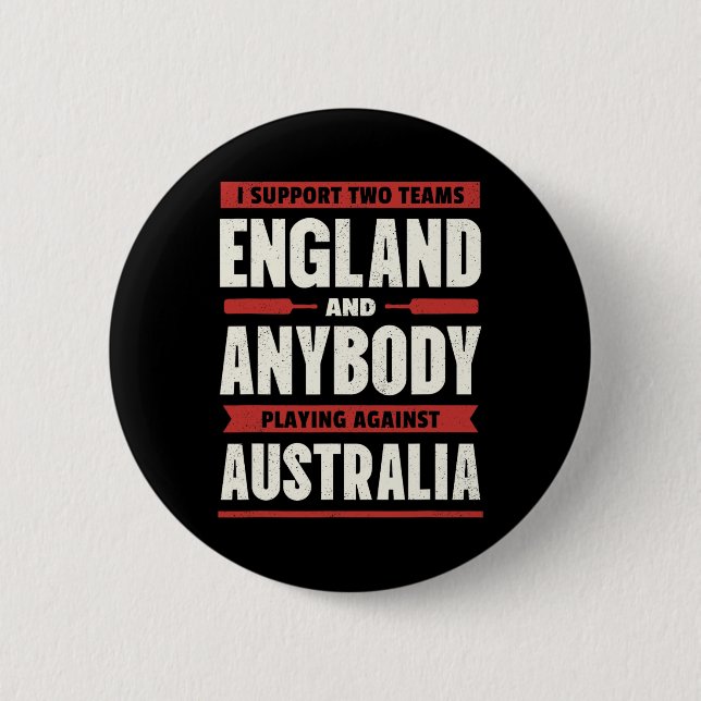 Lustiges englisches Cricket-Shirt mit zwei Teams,  Button (Vorderseite)