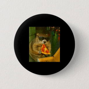 Lustiges Erdhörnchen Murmeltier isst Pizza Nagetie Button