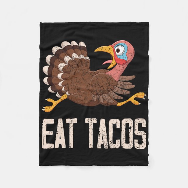 Lustiges Erntedankfest Truthahn isst Tacos  Fleecedecke (Vorderseite)