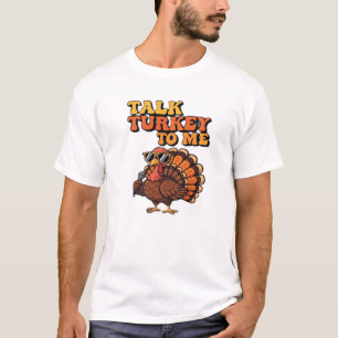 Lustiges Erntedankfest Truthahn Retro 70er Jahre T-Shirt