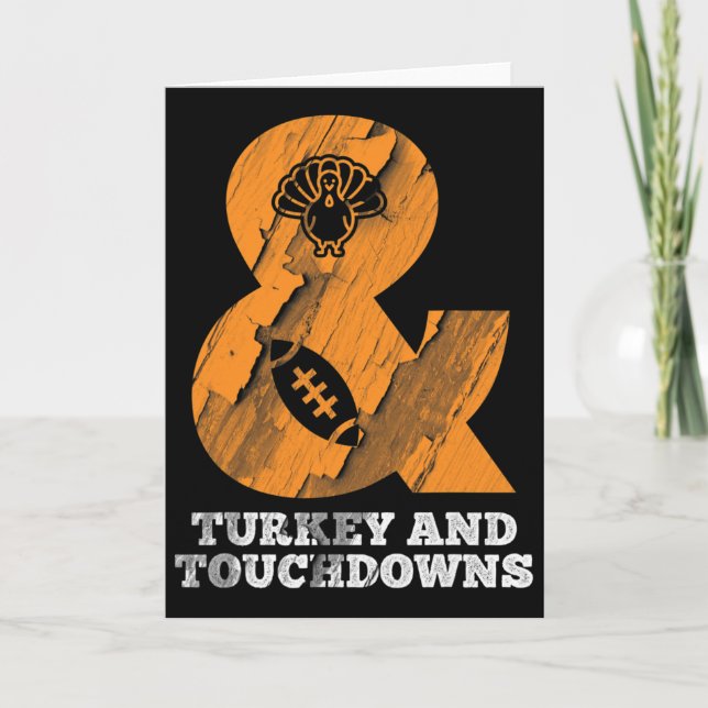 Lustiges Erntedankfest Truthahn und Touchdowns Foo Karte (Vorderseite)