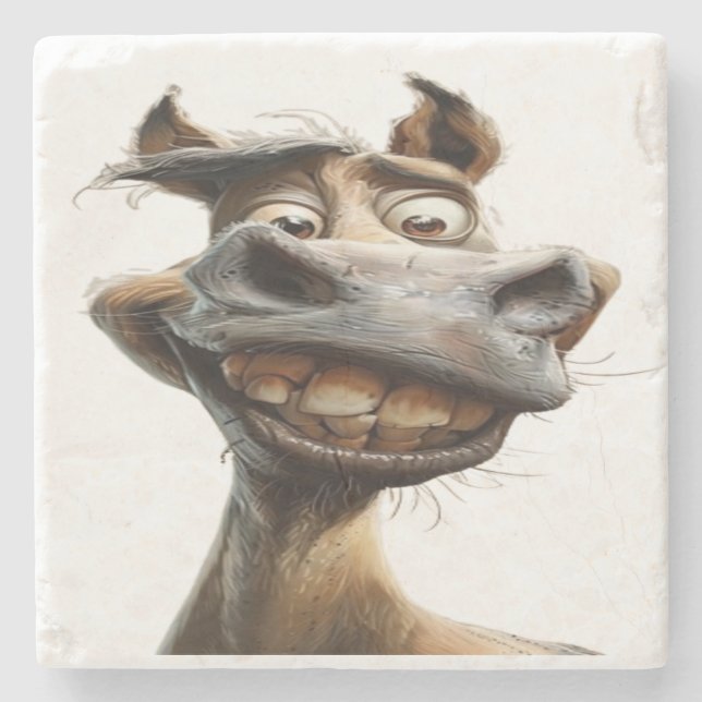 lustiges Eselkunstdesign Steinuntersetzer (Vorderseite)