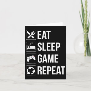 Lustiges Essen Schlafen Spiel Wiederholen für Vide Karte