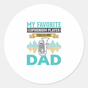 Lustiges Euphonium Papa Vintage Musik Design_1 Runder Aufkleber