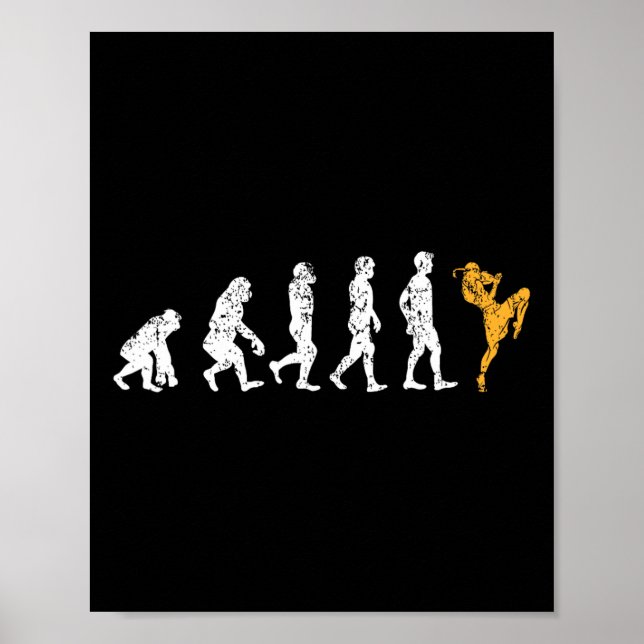 Lustiges Evolution-Kickbox-Geschenk Muay Thai  Poster (Vorne)
