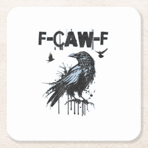 Lustiges F-Caw-F Krähen Grunge Humor Grafik Rechteckiger Pappuntersetzer