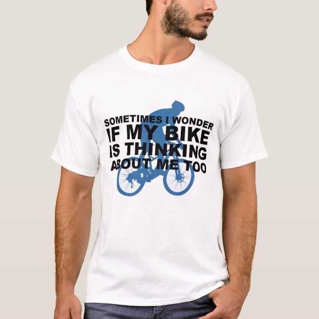Lustiges Fahrrad, das auch an mich Zitat-blaues T-Shirt (Vorderseite)