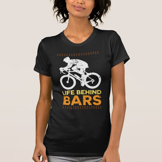 Lustiges Fahrrad-"Leben hinter Gittern-" T-Shirt (Vorderseite)